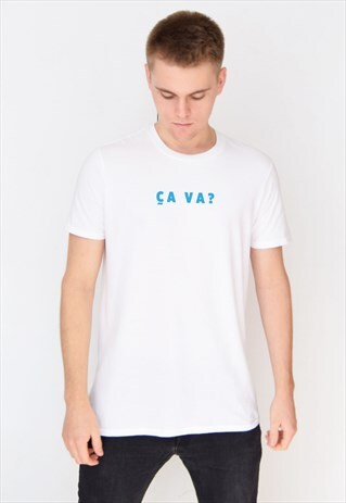 WHITE CA VA? (BLUE) T-SHIRT