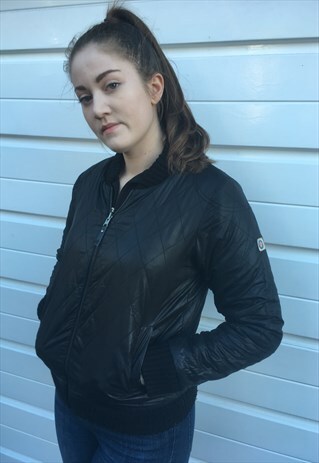 WOMENS VINTAGE ICEWEAR REVERSIBLE BOMBER JACKET BLACK BLUE