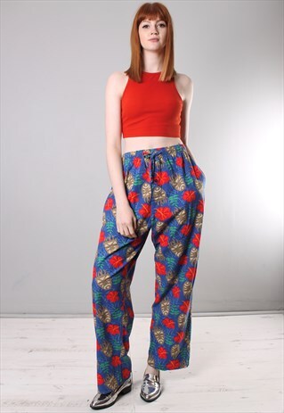 VINTAGE 90S HAWAIIAN PATTERNED PYJAMA PANT TROUSERS
