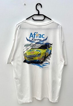 Vintage Aflac racing white nascar T-shirt XL
