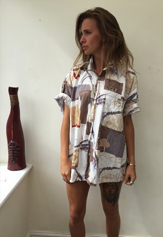 CRAZY PATTERNED OVERSIZED RETRO VINTAGE FESTIVAL SHIRT