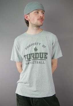 Vintage Purdue Basketball T-Shirt in Grey