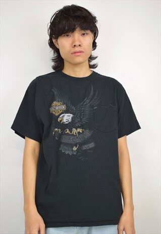 VINTAGE 90S HALEY DAVIDSON BLACK GRAPHIC T-SHIRT