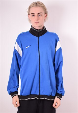 NIKE MENS VINTAGE TRACKSUIT TOP JACKET XL BLUE 90S