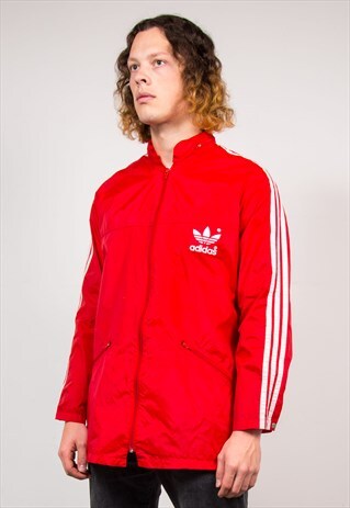 90'S VINTAGE ADIDAS RED FESTIVAL CAGOULE JACKET COAT