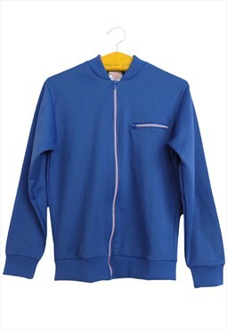 Vintage Track Jacket 70s Deadstock Athletic Mod Blue Fleece