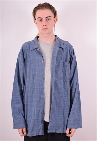 CALVIN KLEIN MENS VINTAGE SHIRT XL BLUE CHECK 90S