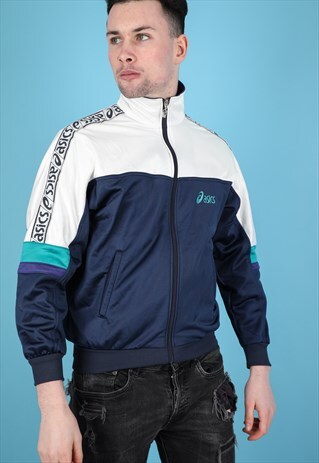 VINTAGE ASICS LOGO TAPE TRACK JACKET NJ243