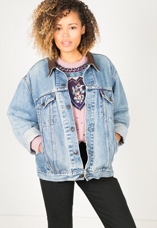 VINTAGE 80S LEVI'S CONTRAST COLLAR JACKET / AVELINASREWORKS