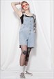 90S GRUNGE Y2K BLUE BUTTON-UP PLAYSUIT DUNGAREE DENIM SHORTS