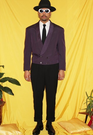 90S VINTAGE C&A PURPLE TUXEDO BLAZER