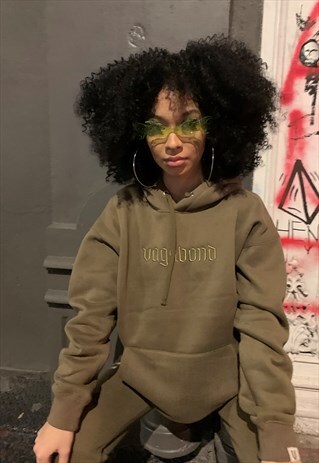 SATIN LINING LOGO HOODIE/KHAKI