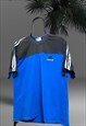 VINTAGE ADIDAS EMBROIDERED T-SHIRT IN BLUE & BLACK SIZE S 
