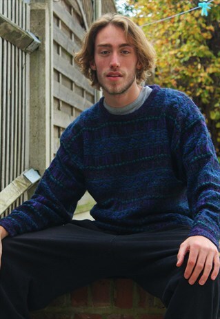 VINTAGE / 80'S / PURPLE PATTERNED JUMPER