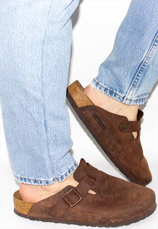 BIRKENSTOCK BROWN BUCKLE MULES UK6