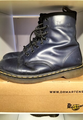Dr Marten Vintage Navy Blue 1460 8 Eyelet Lace Up Boots