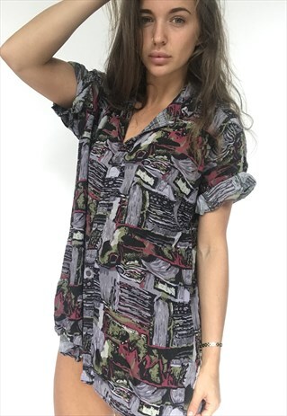PATTERNED OVERSIZED RETRO VINTAGE UNISEX FESTIVAL SHIRT