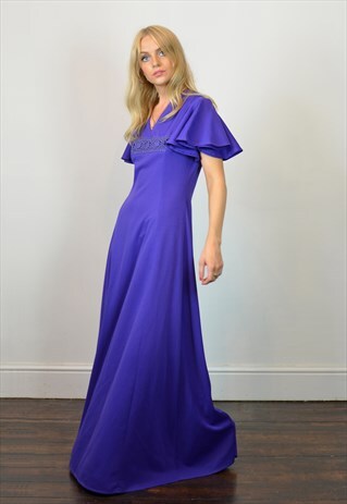VINTAGE PURPLE FLOOR LENGTH EVENING / PROM MAXI DRESS