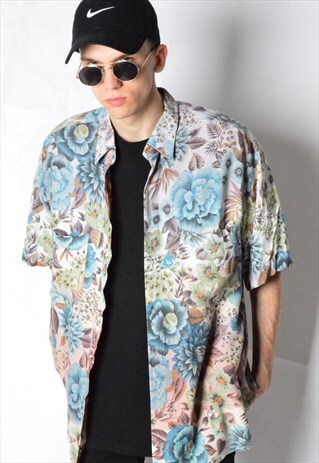 VINTAGE 80S FLOWER SHORT SLEEVE SHIRT