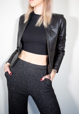 Black Leather Y2K Jacket