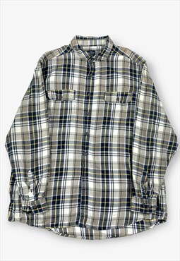 Vintage checked flannel shirt beige/navy xl BV16716
