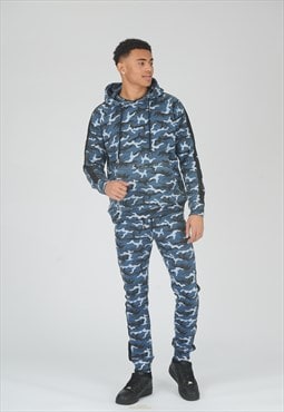 Side panel skinny fit joggers - blue camo