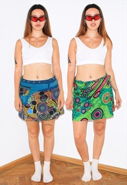 Vintage Y2K abstract mini skirt in multicolor