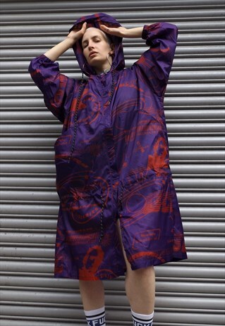 LOOSE FIT OVERSIZE HIGH NECK RAIN ZIP UP WINDBREAKER JACKET