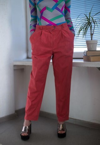 VINTAGE 90'S DARK PEACH SUEDE LIKE TROUSERS