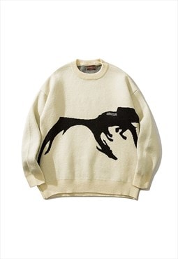 Dragon print sweater monster jumper fantasy pullover cream