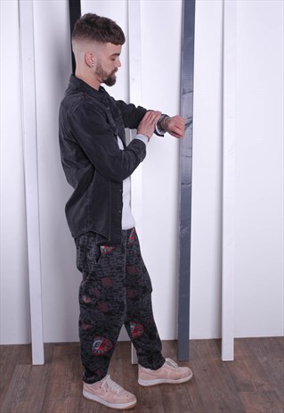 VINTAGE 90S PATTERNED CRAZY PRINT TROUSERS. UNISEX. GYM