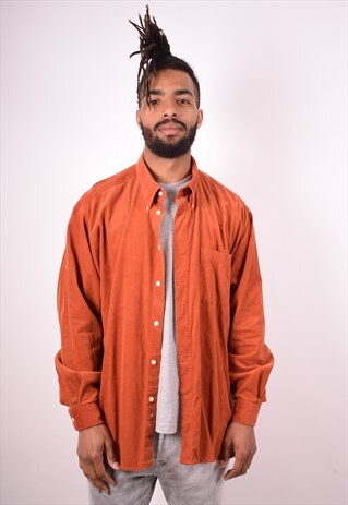 MENS VINTAGE CORDUROY SHIRT 2XL BROWN 90S