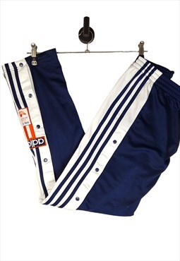 90's Adidas Tracksuit Bottoms Size 32 In Blue Men's Poppers 