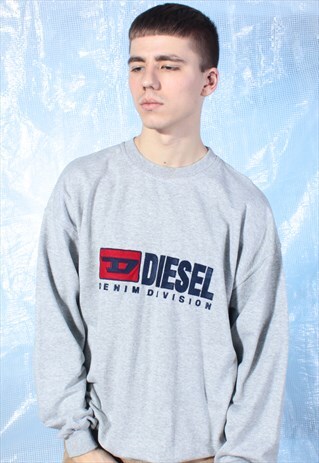 VINTAGE DIESEL GREY EMBROIDERED SWEATSHIRT