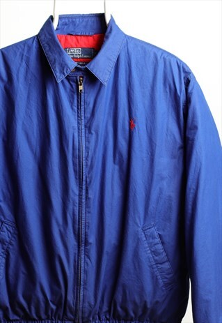 VINTAGE POLO RALPH LAUREN PUFFER PONY LOGO JACKET BLUE S