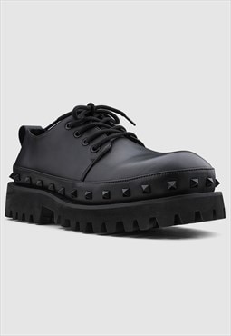 Studded Derby shoes platform edgy Goth brogues in black
