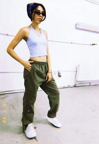 VINTAGE Y2K REEBOK REGULAR WAIST CARGO TROUSERS IN BROWN