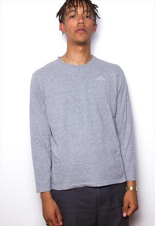 VINTAGE 90S KAPPA GREY LONG SLEEVE T-SHIRT