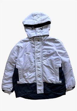 Vintage 90s Schott NYC White Hooded Coat