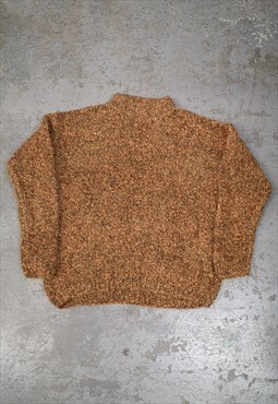 Vintage Knitted Jumper Speckled Brown Grandad 