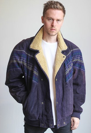 VINTAGE OVERSIZED AZTEC FESTIVAL SHERPA JACKET