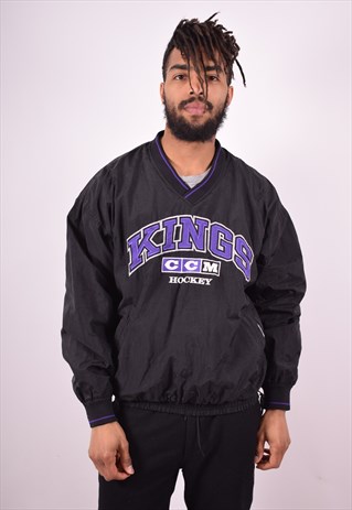 CCM MENS VINTAGE PULLOVER JACKET MEDIUM BLACK 90'S