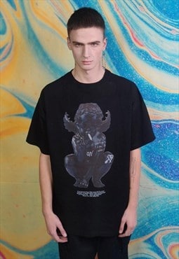 Angel print tee Gothic Y2K grunge t-shirt horror top black