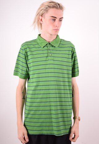 BEST COMPANY MENS VINTAGE POLO SHIRT LARGE GREEN STRIPES 90S