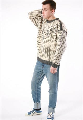 90S VINTAGE VOSS WOOL NORDIC NORWAY SWEATER JUMPER 13840
