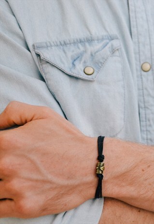 BRONZE HAMSA BEAD BRACELET MENS EVIL EYE HAND OF FATIMA GIFT