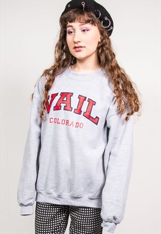 VINTAGE 90'S VAIL COLORADO PRINT GREY SWEATSHIRT