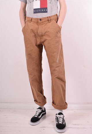 CARHARTT MENS VINTAGE CARGO TROUSERS W32 L29 BROWN 90S