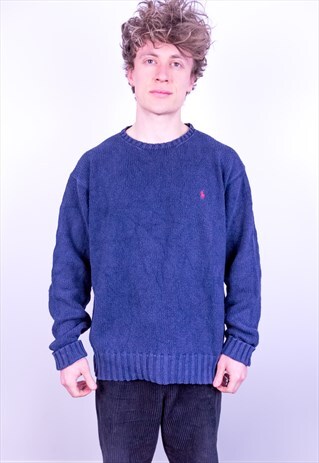 VINTAGE RALPH LAUREN JUMPER BLUE XL