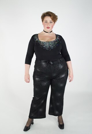 VINTAGE 90S SPARKLY GLITTERY FLARED WIDE LEG TROUSERS
